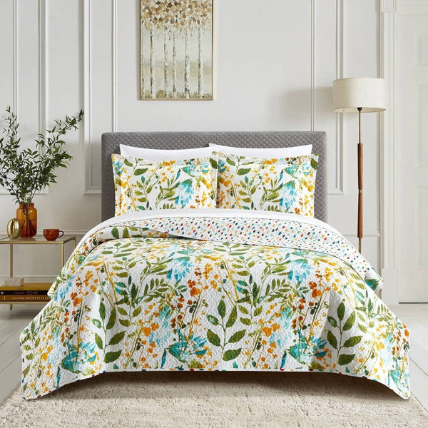 Chic Home Shea 7 Piece Reversible Floral Print Quilt Set Twin