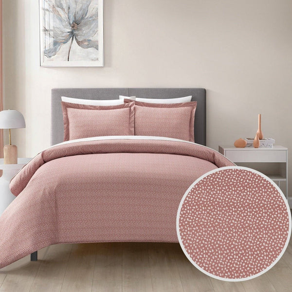 Chic Home Tyson 3 Piece Spotted Print Duvet Cover Set Blush