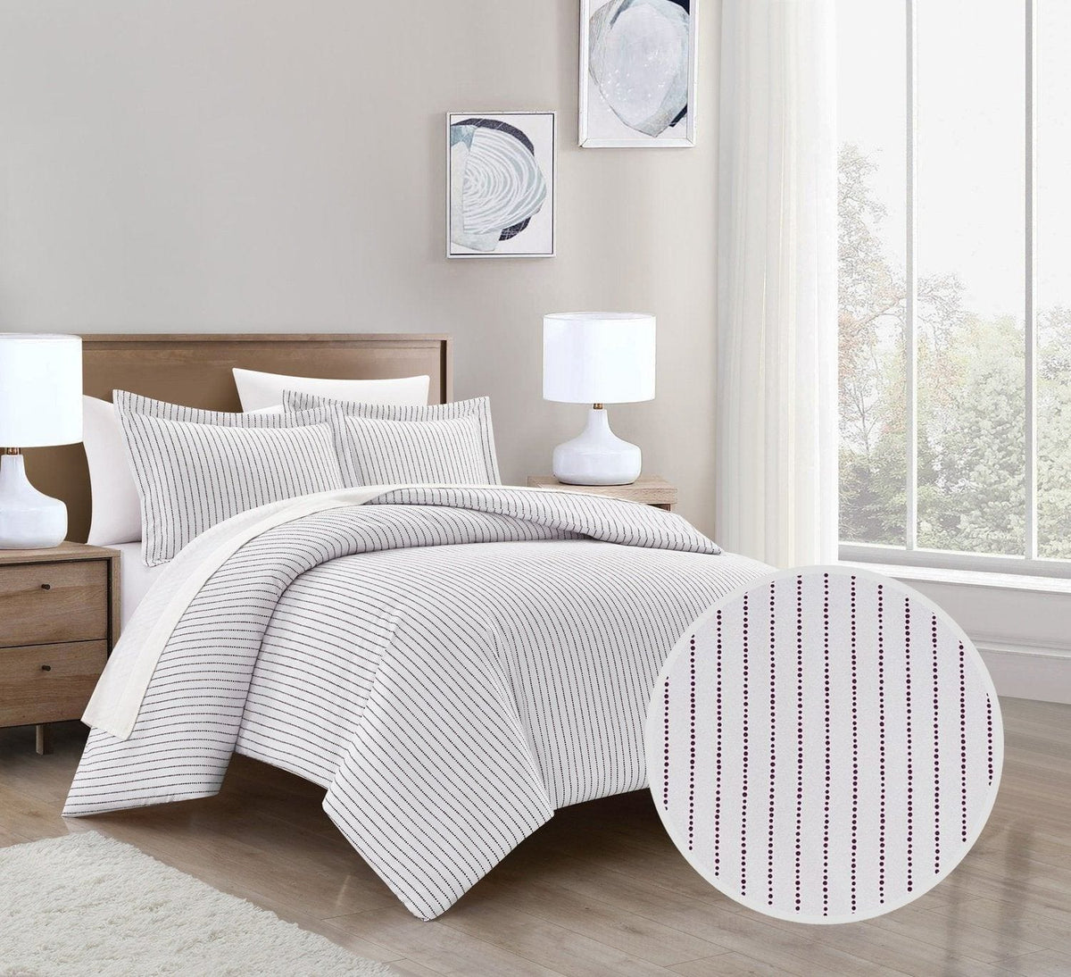 Chic Home Wesley 3 Piece Striped Duvet Cover Set