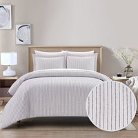 Chic Home Wesley 3 Piece Striped Duvet Cover Set Dark Purple