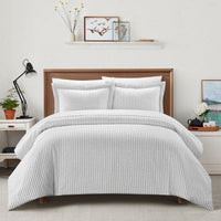 Chic Home Wesley 7 Piece Striped Duvet Cover Set Charcoal