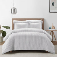 Chic Home Wesley 7 Piece Striped Duvet Cover Set Dark Purple