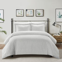 Chic Home Wesley 7 Piece Striped Duvet Cover Set Green