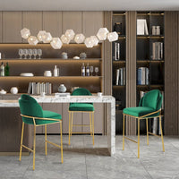 Iconic Home Anabel Velvet Counter Stool Green