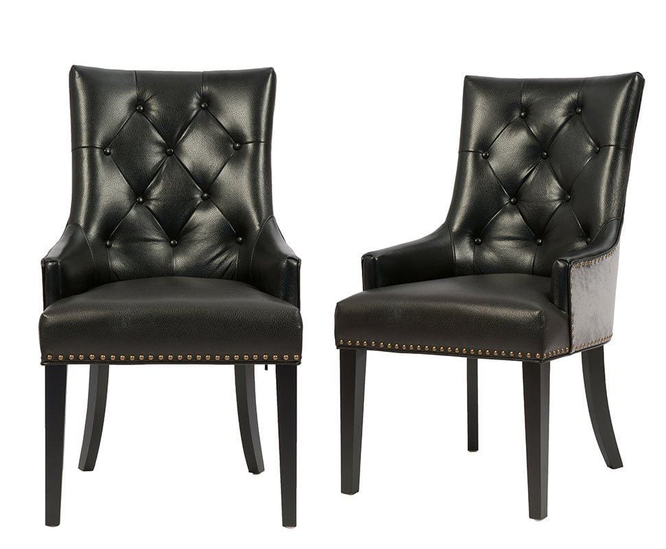 Iconic Home Cadence Faux Leather Velvet Dining Chair Set of 2