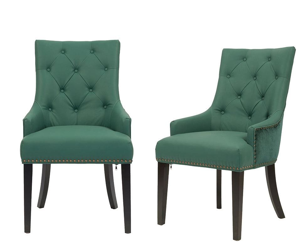 Iconic Home Cadence Faux Leather Velvet Dining Chair Set of 2