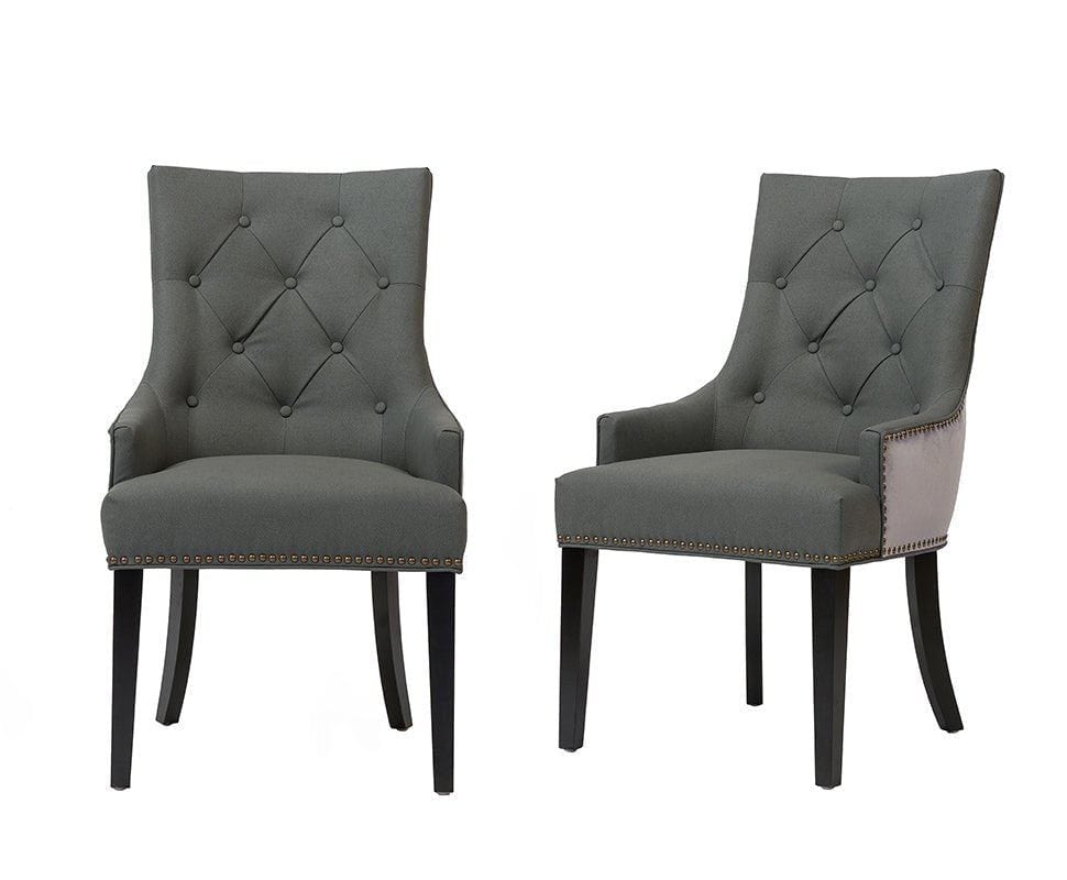 Iconic Home Cadence Faux Leather Velvet Dining Chair Set of 2