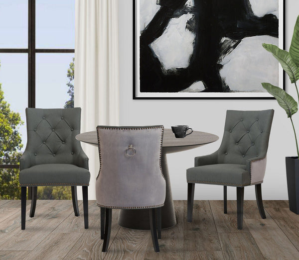 Iconic Home Cadence Faux Leather Velvet Dining Chair Set of 2