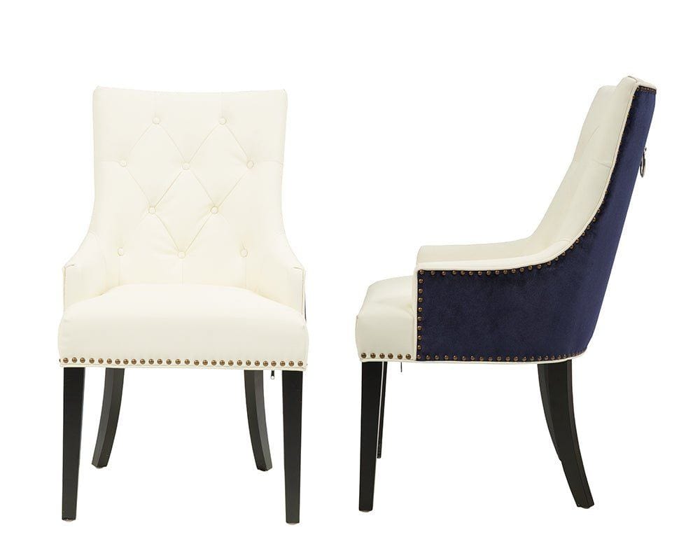 Iconic Home Cadence Faux Leather Velvet Dining Chair Set of 2
