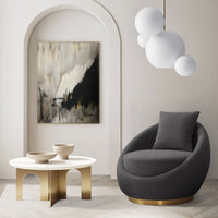 Iconic Home St Barts Shearling Accent Chair Charcoal