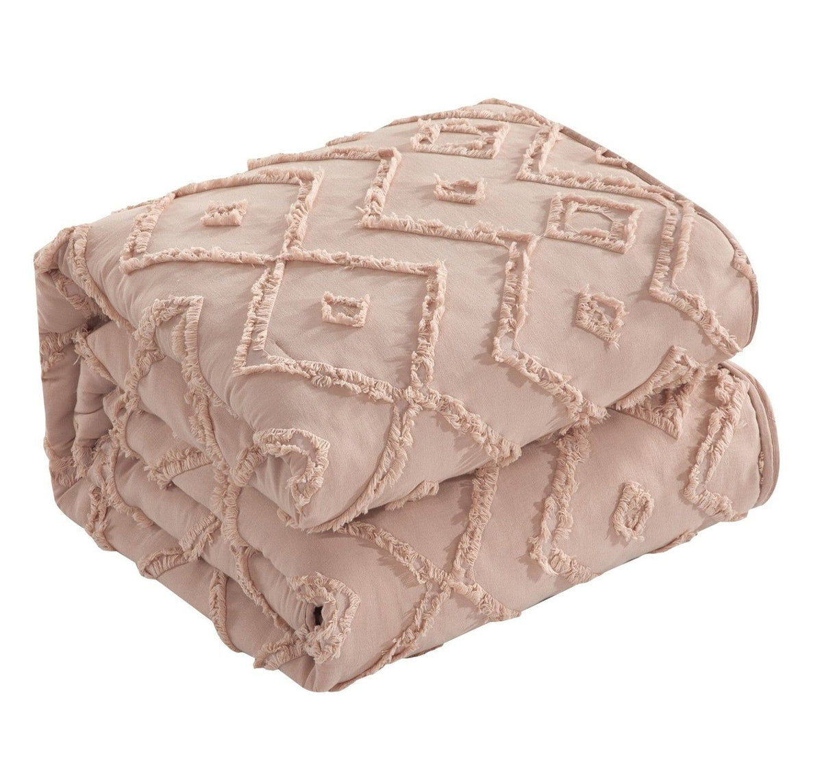 NY&C Home Cody 3 Piece Clip Jacquard Cotton Quilt Set