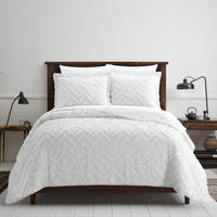 NY&C Home Cody 7 Piece Clip Jacquard Cotton Quilt Set White
