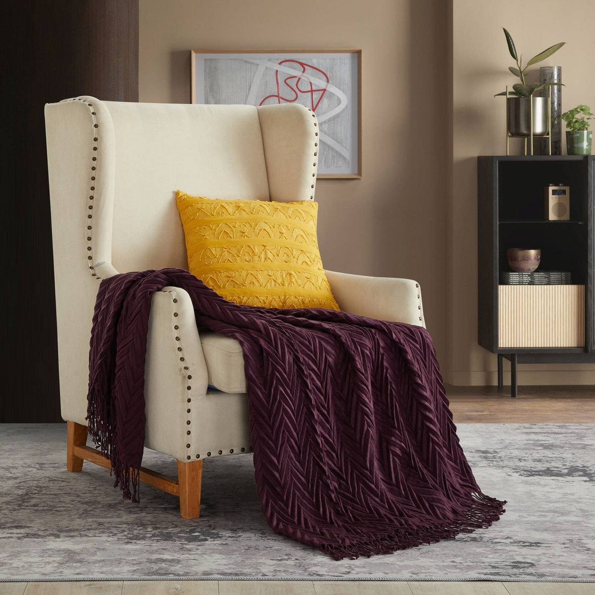 NY&C Home Foremost Ruched Throw Blanket Purple