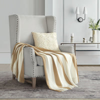 NY&C Home Lasko Faux Cashmere Striped Throw Blanket Beige