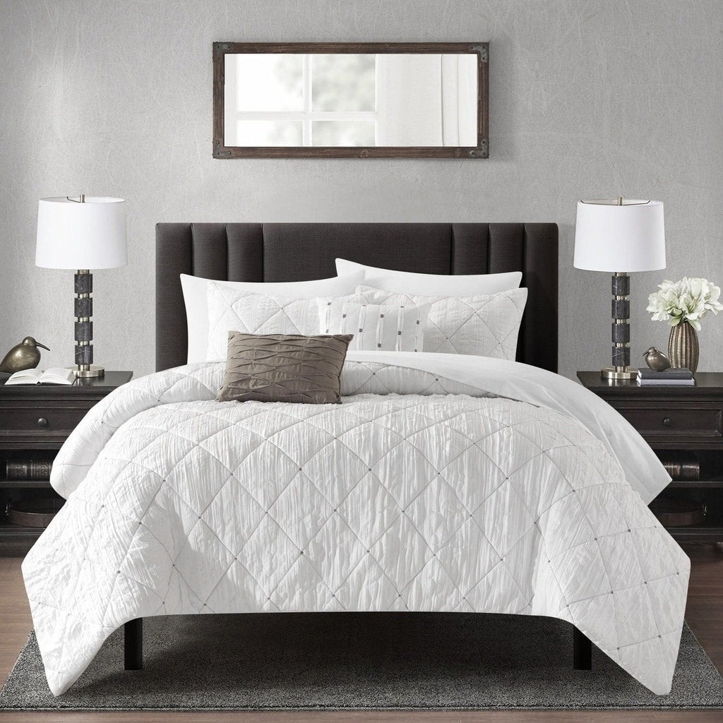 NY&C Home Leighton 9 Piece Comforter Set Crinkle Textured Design Chic