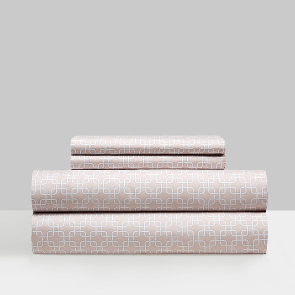 NY&C Home Lucille 4 Piece Geometric Pattern Sheet Set Rose