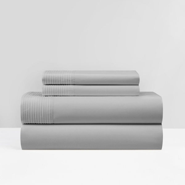 NY&C Home Marsai 4 Piece Pleated Flange Sheet Set Grey