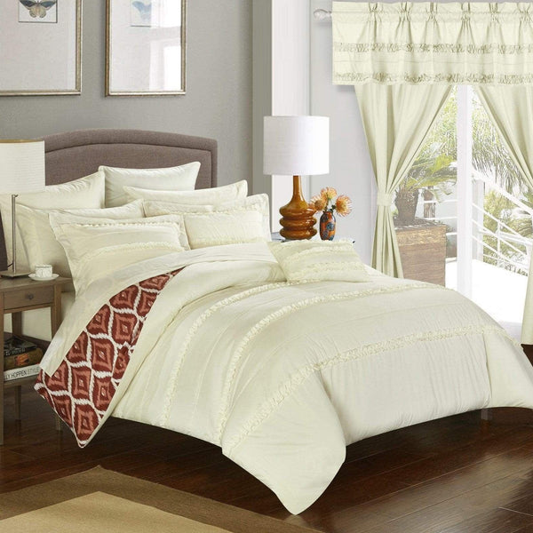 Chic Home Adina 20 Piece Reversible Comforter Set Beige