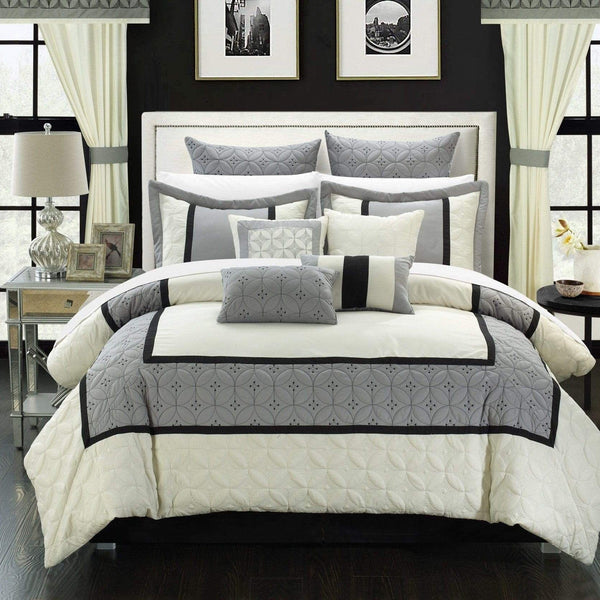 Chic Home Aida 24 Piece Embroidered Comforter Set White