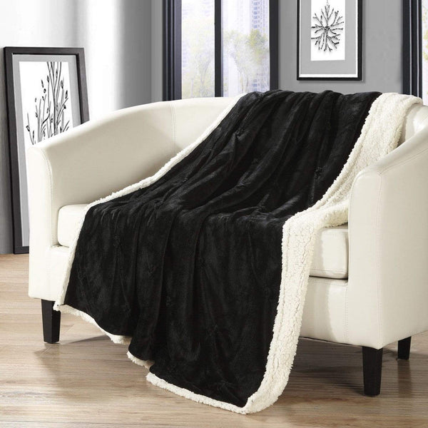 Chic Home Alba Faux Fur Throw Blanket Black
