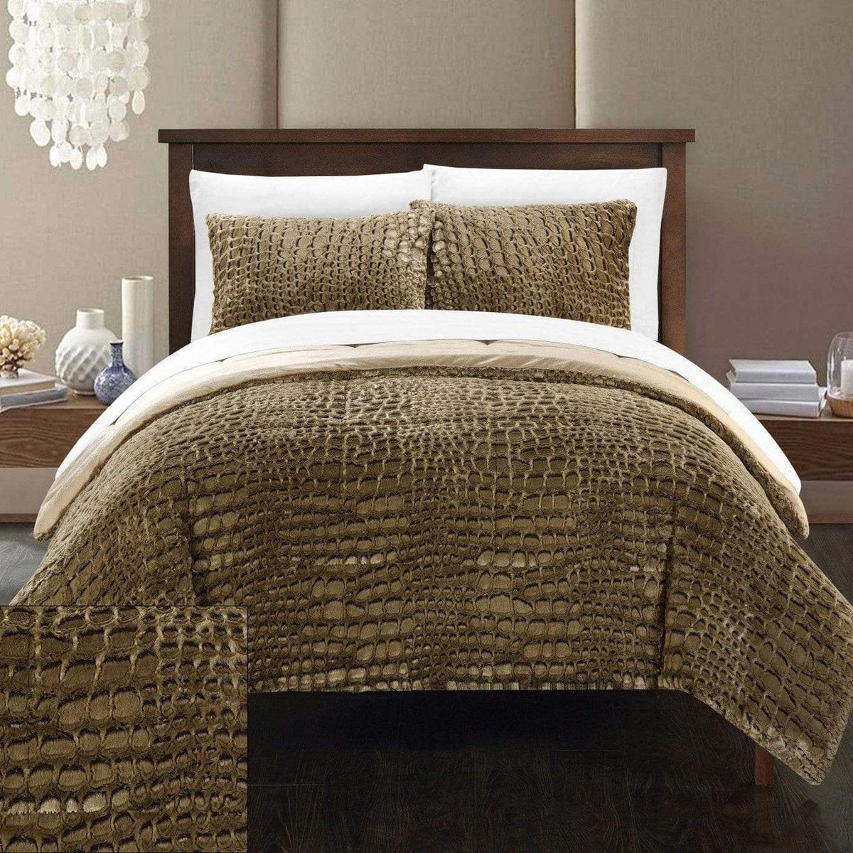 Chic Home Alligator 7 Piece Faux Fur Comforter Set