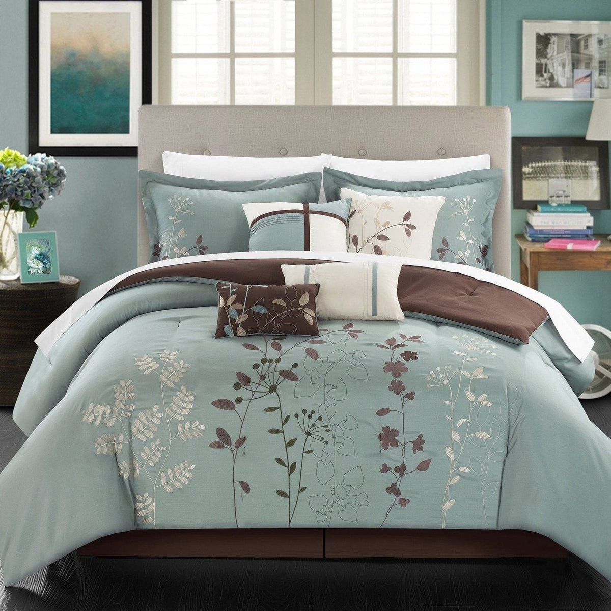 Chic Home Bliss Garden 12 Piece Floral Comforter Set Sage