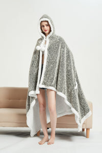 Chic Home Brighton Snuggle Hoodie Contemporary Animal Pattern Robe Micromink Sherpa Wearable Blanket