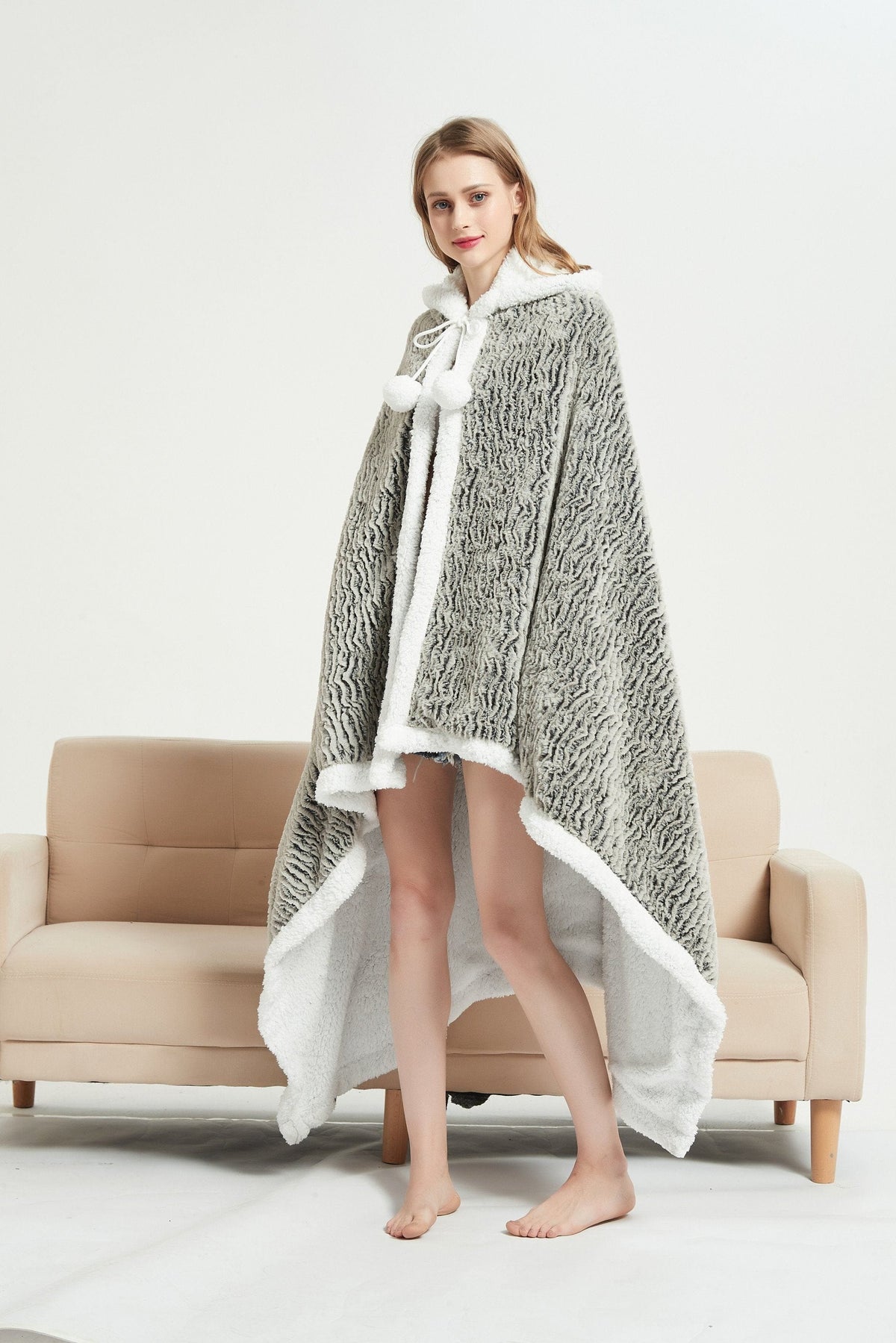 Chic Home Brighton Snuggle Hoodie Contemporary Animal Pattern Robe Micromink Sherpa Wearable Blanket