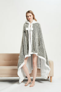 Chic Home Brighton Snuggle Hoodie Contemporary Animal Pattern Robe Micromink Sherpa Wearable Blanket