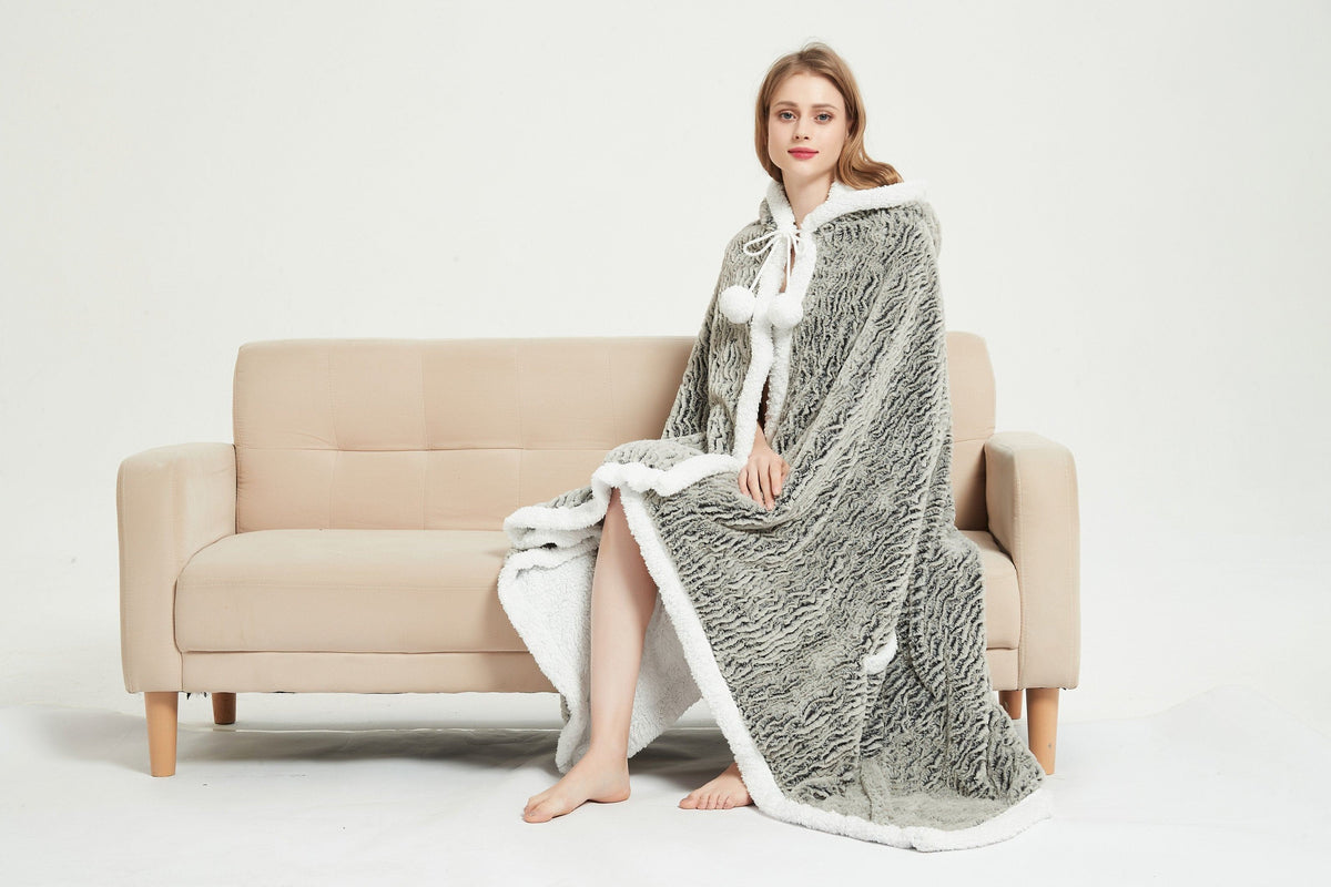 Chic Home Brighton Snuggle Hoodie Contemporary Animal Pattern Robe Micromink Sherpa Wearable Blanket
