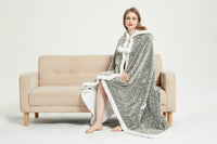 Chic Home Brighton Snuggle Hoodie Contemporary Animal Pattern Robe Micromink Sherpa Wearable Blanket