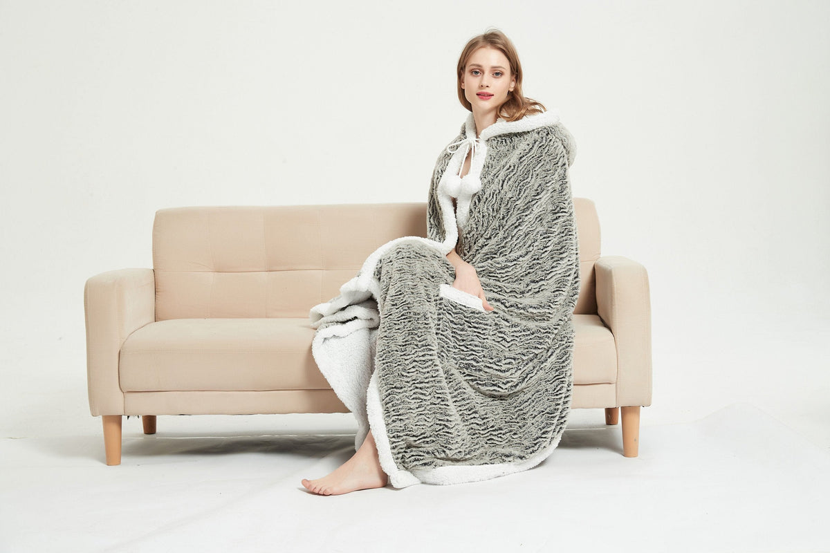 Chic Home Brighton Snuggle Hoodie Contemporary Animal Pattern Robe Micromink Sherpa Wearable Blanket