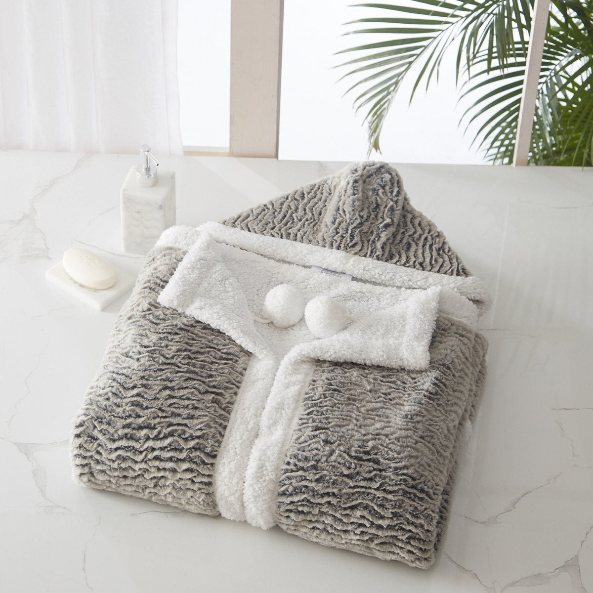 Chic Home Brighton Snuggle Hoodie Contemporary Animal Pattern Robe Micromink Sherpa Wearable Blanket