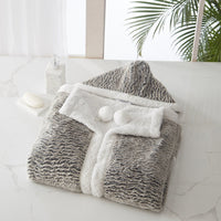 Chic Home Brighton Snuggle Hoodie Contemporary Animal Pattern Robe Micromink Sherpa Wearable Blanket