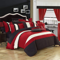 Chic Home Covington 24 Piece Color Block Comforter Set Red