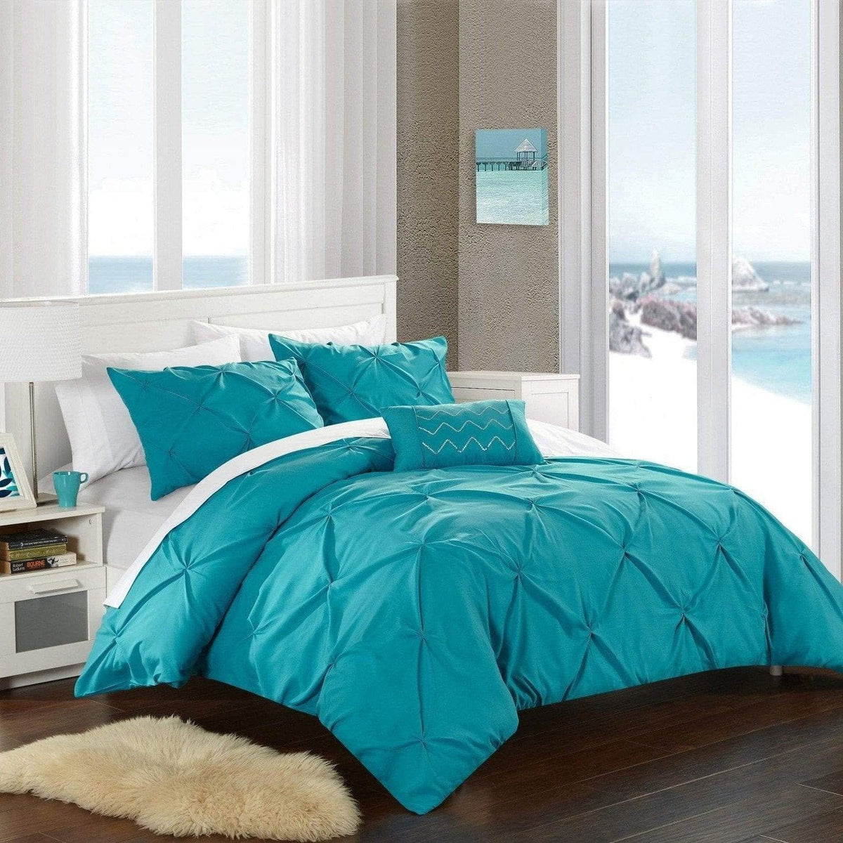 Chic Home Daya 4 Piece Pinch Pleat Duvet Cover Set