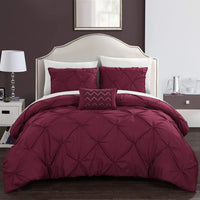 Chic Home Daya 8 Piece Pinch Pleat Duvet Cover Set Burgundy