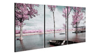 Chic Home Blossom 3 Piece Set Wrapped Canvas Wall Art Giclee Print Lakeside Cherry Blossoms