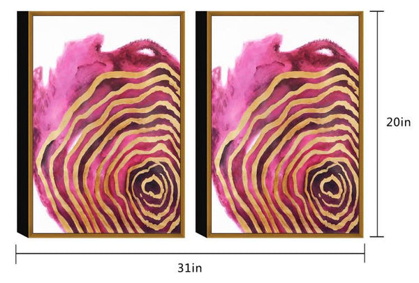 Chic Home Golden Petal 2 Piece Set Framed Wrapped Canvas Wall Art Giclee Print Floral Design