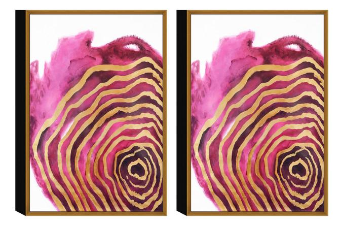 Chic Home Golden Petal 2 Piece Set Framed Wrapped Canvas Wall Art Giclee Print Floral Design