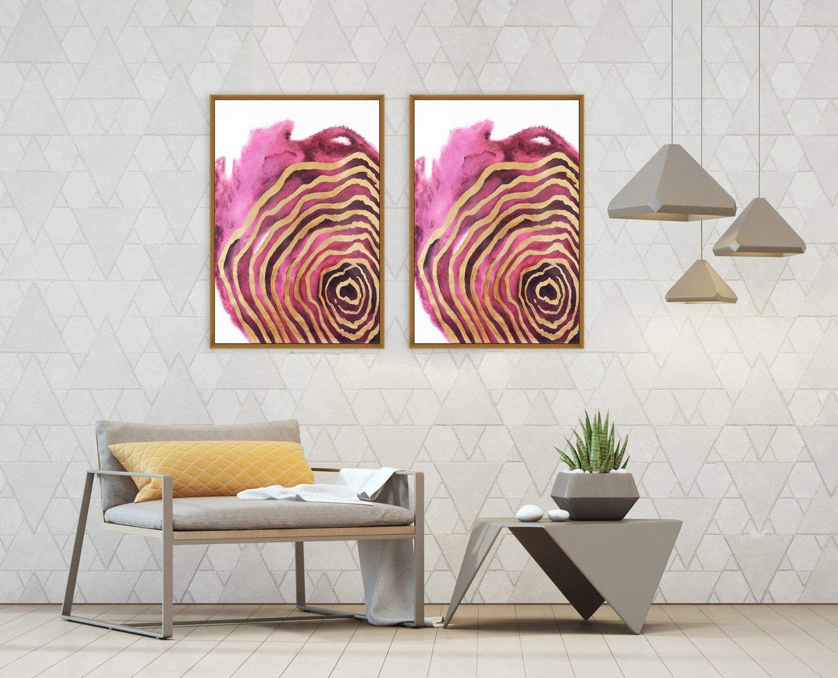 Chic Home Golden Petal 2 Piece Set Framed Wrapped Canvas Wall Art Giclee Print Floral Design 20" x 31"