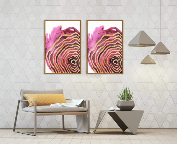 Chic Home Golden Petal 2 Piece Set Framed Wrapped Canvas Wall Art Giclee Print Floral Design 20" x 31"