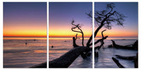 Chic Home Hawaii Sunset 3 Piece Set Wrapped Canvas Wall Art Set Giclee Print Sunset on Beach