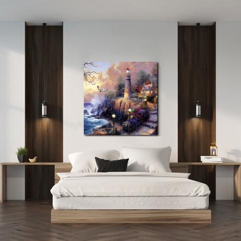 Chic Home Light House 1 Piece Wrapped Canvas Wall Art Giclee Print Lighthouse by the Sea