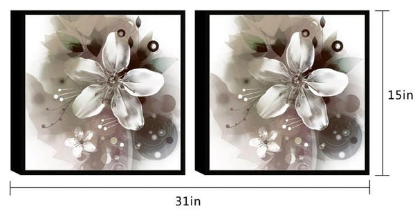 Chic Home Magnolia 2 Piece Set Framed Wrapped Canvas Wall Art Giclee Print Floral Design