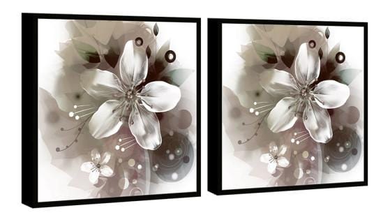 Chic Home Magnolia 2 Piece Set Framed Wrapped Canvas Wall Art Giclee Print Floral Design