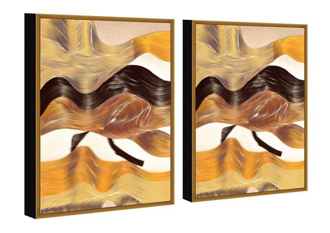 Chic Home Regis 2 Piece Set Framed Wrapped Canvas Wall Art Giclee Print Abstract Design
