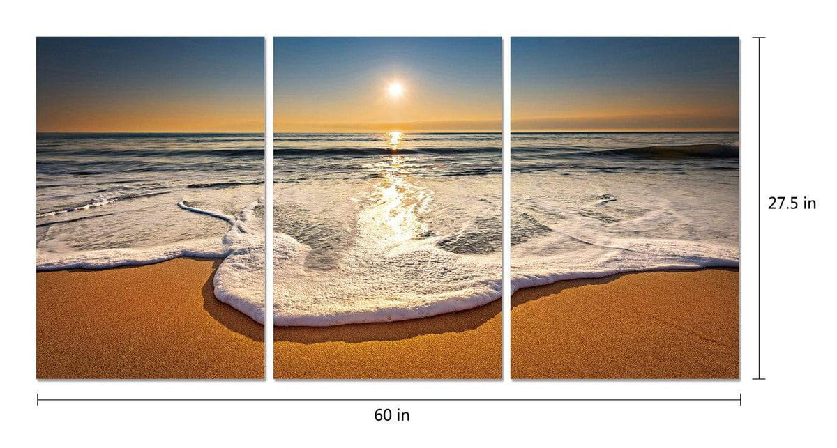 Chic Home Sunset 3 Piece Set Wrapped Canvas Wall Art Giclee Print Sunset on the Horizon
