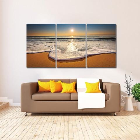 Chic Home Sunset 3 Piece Set Wrapped Canvas Wall Art Giclee Print Sunset on the Horizon 20" x 40.5"