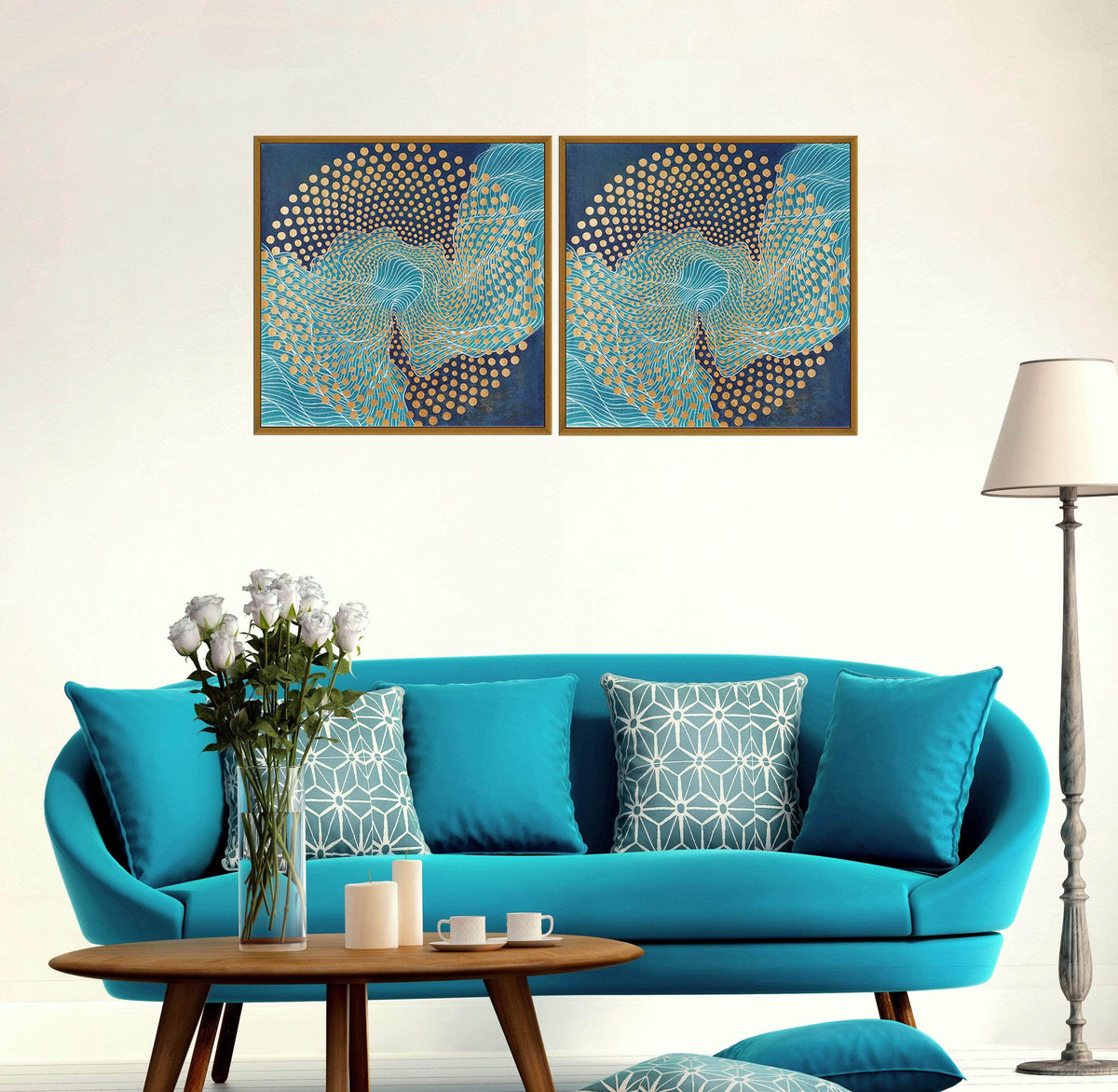 Chic Home Veneta 2 Piece Set Framed Wrapped Canvas Wall Art Giclee Print Abstract Design